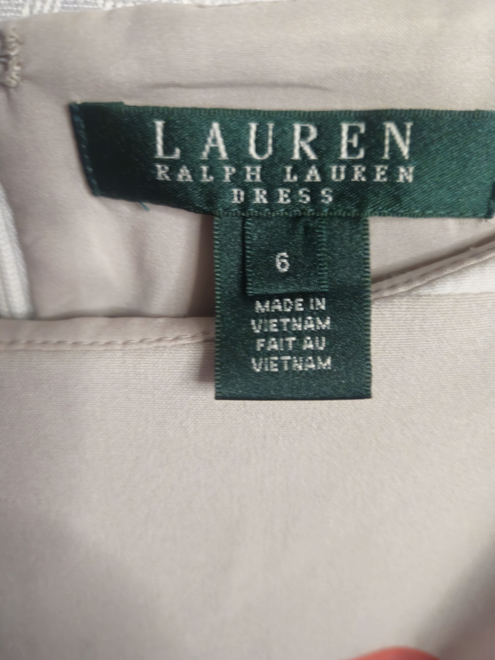 Lauren Ralph Lauren Vibrant Orange White & Tan Striped Pleated Dress Size6 - Picture 4 of 7